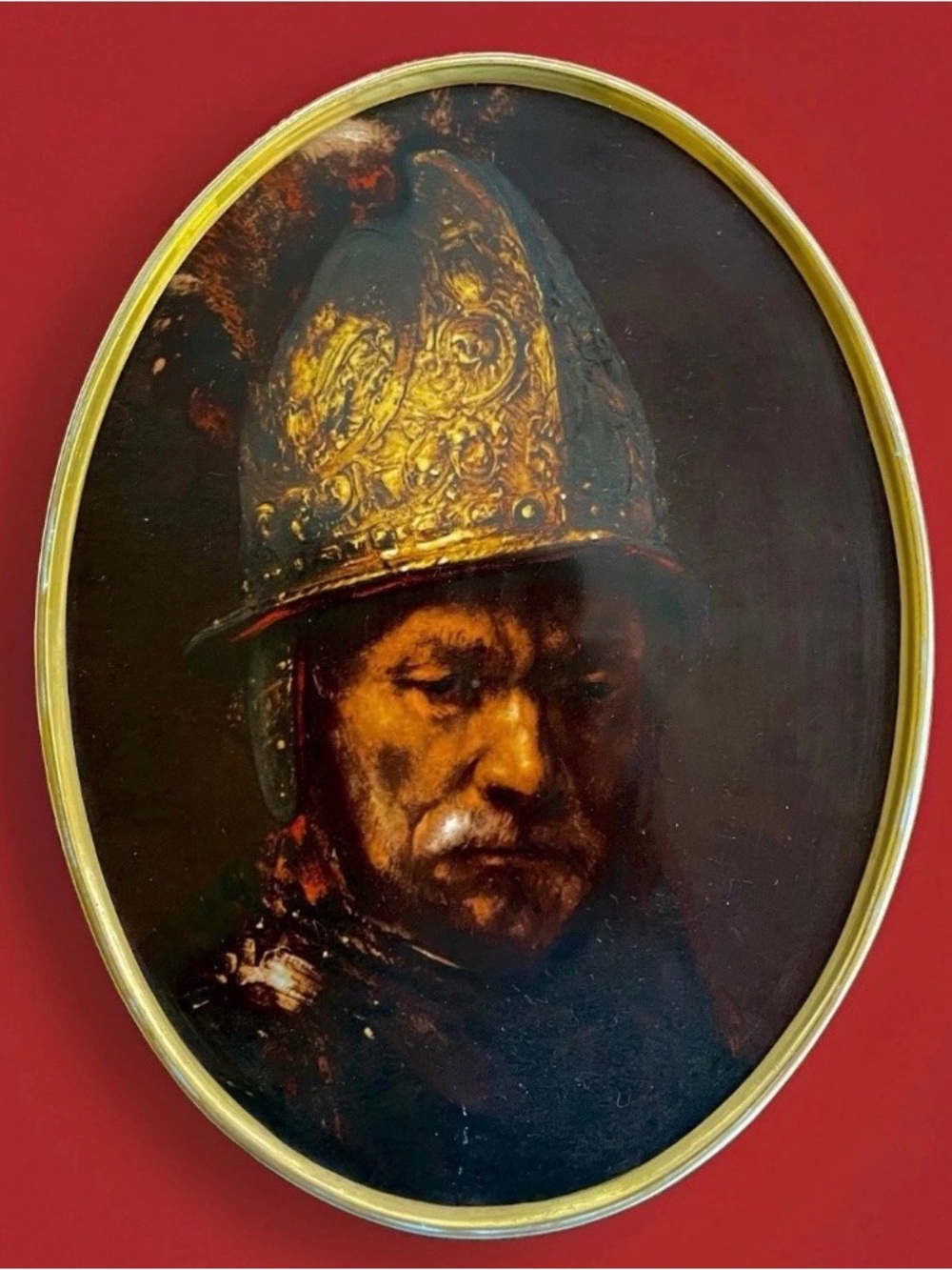 Vintage West Germany Rembrandt Man With Golden Helmet Porcelain Wall Plate